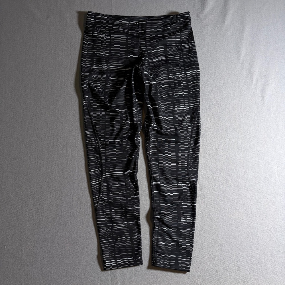 Champion Duo Dry Leggings Womens Large Black White Geometric Glitch Print Yoga